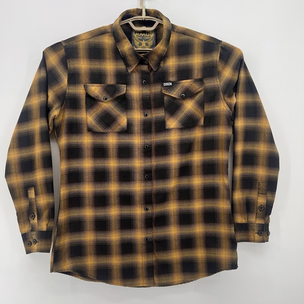 Dixxon Flannel Shirt Womens 2X "Gold Standard" Pearl Snap Gold Black Plaid‎